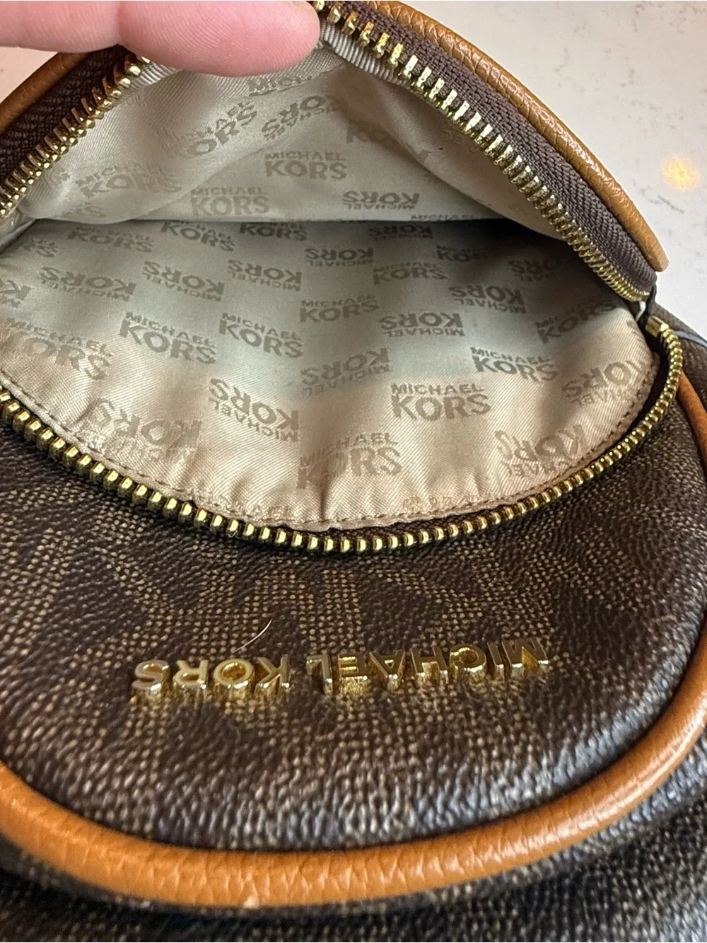 Michael Kors Black and Brown Studded Mini Backpack